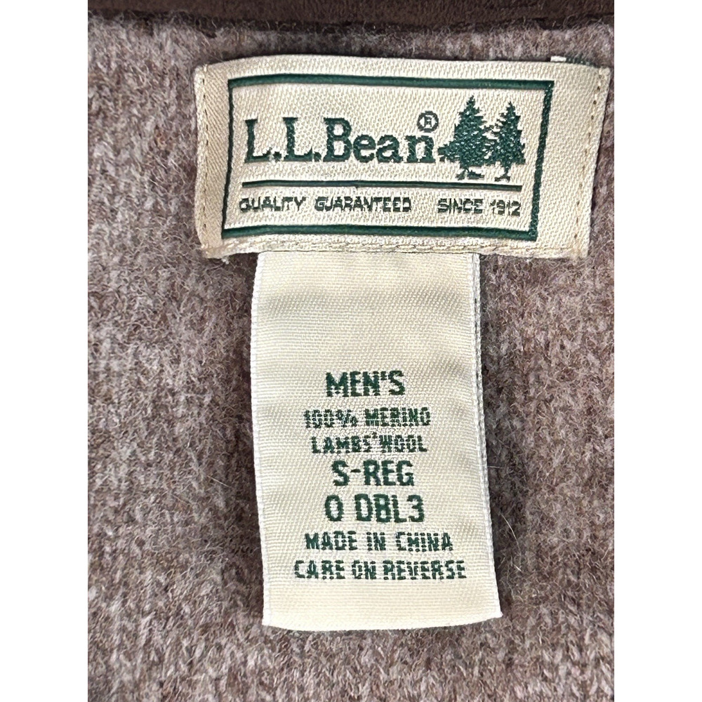 LL Bean Waterfowl Sweater Men's Size Small Brown 100% Merino Lambswool Wool - Picture 3 of 8